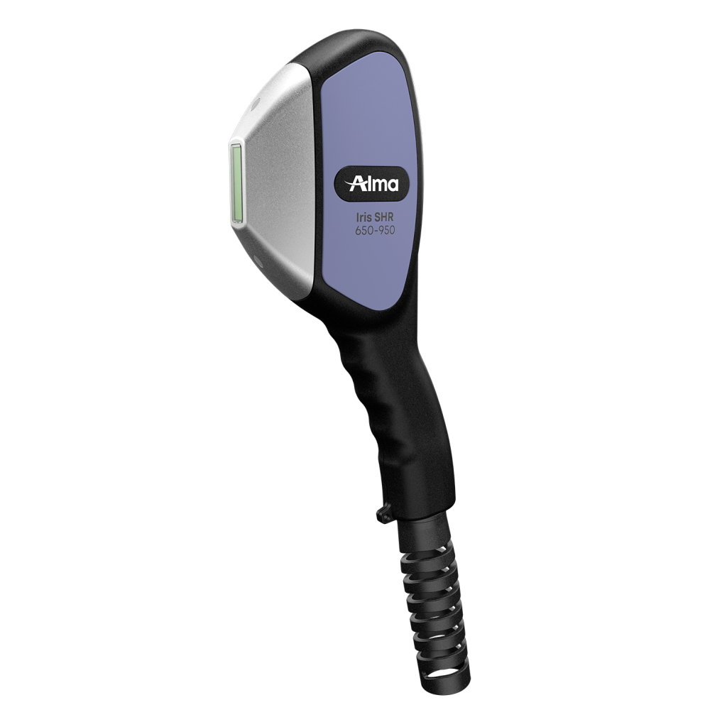 Alma Iris SHR 650-950 handheld laser hair removal device against a neutral background