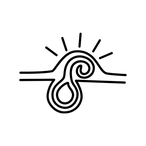 Swirling figure-eight shape along a horizontal line with radiating lines above